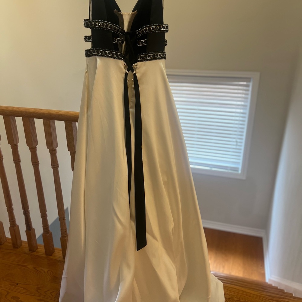 Elegant Black and White Evening Gown